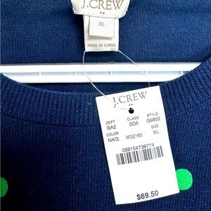 BRAND NWT J. Crew Lightweight Blue & Green Polka Dot Crewneck Sweater Size XL